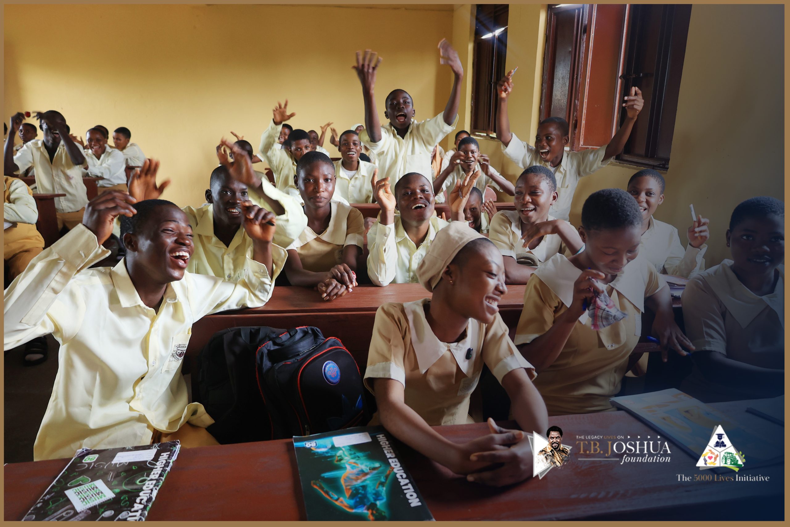 Students at Ojo School following the school renovation project